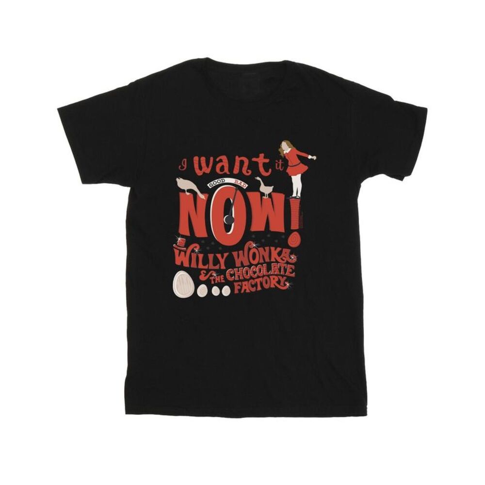 Willy Wonka Boys Verruca Salt I Want It Now T-Shirt / Black
